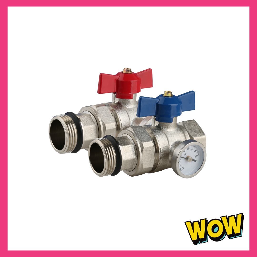 Manifold isolation ball valve with temp gauge 1"